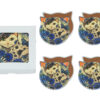 Kpl. 4 podkładek ceramicznych z uszami, koty.