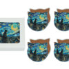 Kpl. 4 podkładek ceramicznych z uszami - Inspirowane malarstwem V. van Gogh (CARMANI)