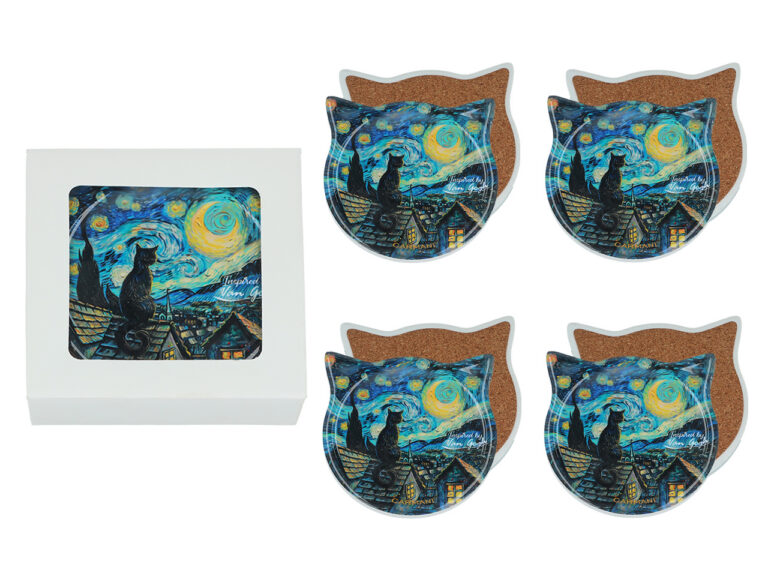 Kpl. 4 podkładek ceramicznych z uszami - Inspirowane malarstwem V. van Gogh (CARMANI)