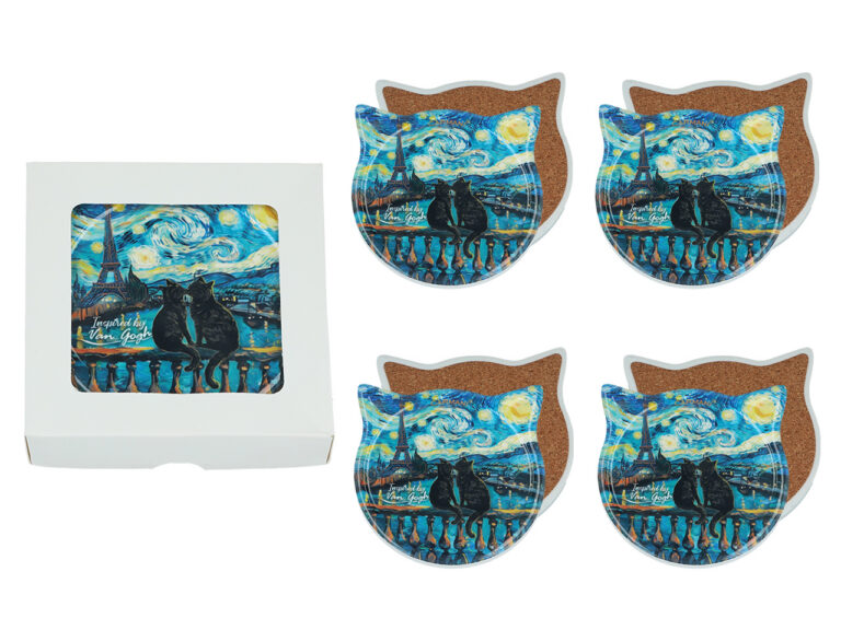 Kpl. 4 podkładek ceramicznych z uszami - Inspirowane malarstwem V. van Gogh (CARMANI)
