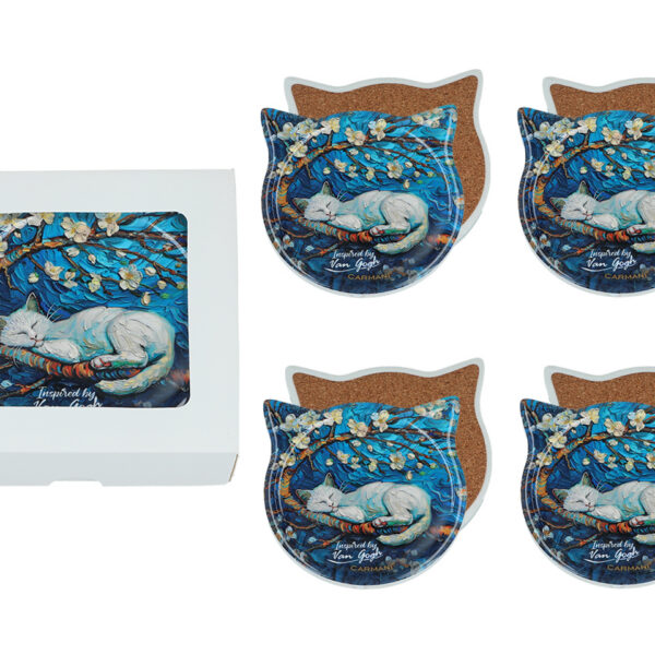 Kpl. 4 podkładek ceramicznych z uszami - Inspirowane malarstwem V. van Gogh (CARMANI)