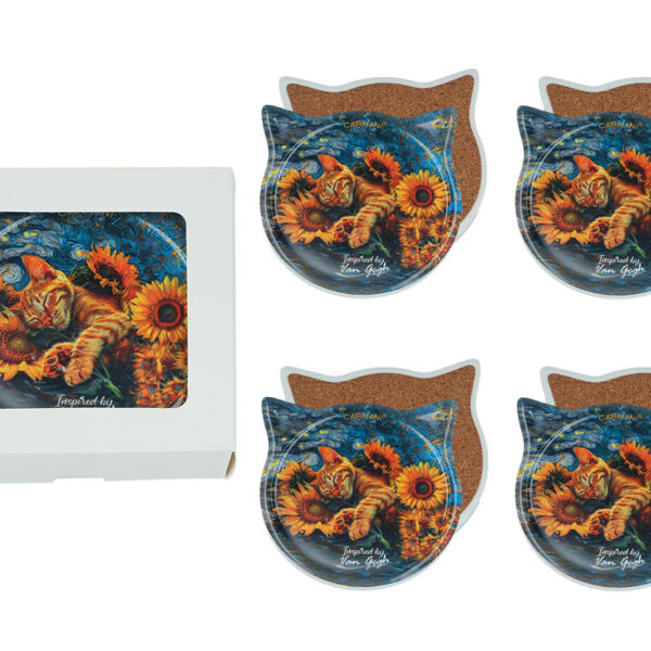 Kpl. 4 podkładek ceramicznych z uszami - Inspirowane malarstwem V. van Gogh (CARMANI)