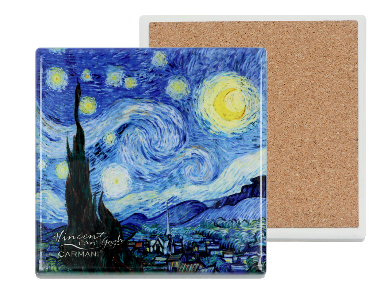 Podkładka ceramiczna, kwadratowa - V. van Gogh, Gwiaździsta Noc (CARMANI)