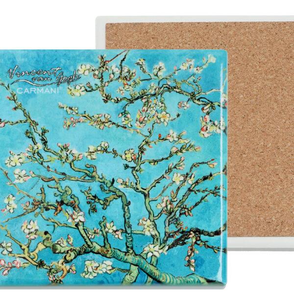 Podkładka ceramiczna, kwadratowa - V. van Gogh, Kwitnący Migdałowiec (CARMANI)