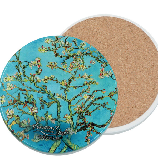 Podkładka ceramiczna, okrągła - V. van Gogh, Kwitnący Migdałowiec (CARMANI)