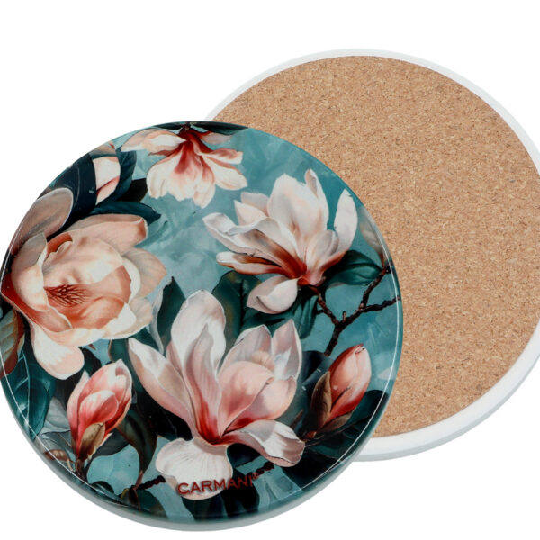 Podkładka ceramiczna, okrągła - Kwiaty, magnolie (CARMANI)