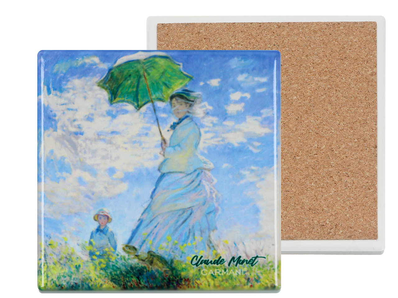 Podkładka ceramiczna, kwadratowa - C. Monet, Kobieta z Parasolem (CARMANI)