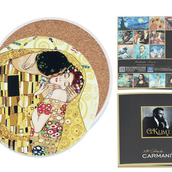 Podkładka ceramiczna, okrągła - G. Klimt, Pocałunek (CARMANI)