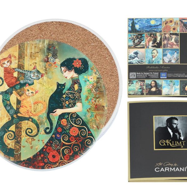 Podkładka ceramiczna, okrągła - Inspirowane malarstwem G. Klimt (CARMANI)