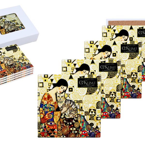 Kpl. 4 Podkładek ceramicznych - Inspirowane malarstwem G. Klimt (CARMANI)