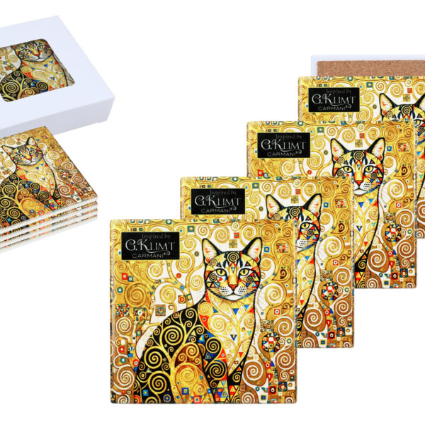 Kpl. 4 Podkładek ceramicznych - Inspirowane malarstwem G. Klimt (CARMANI)