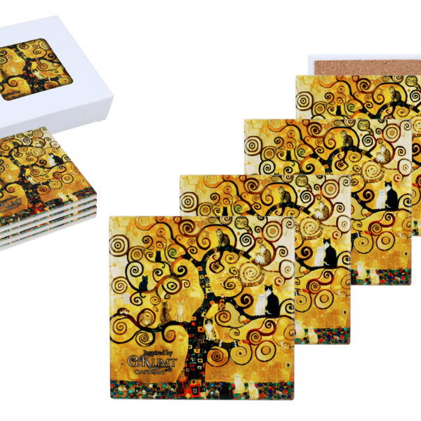 Kpl. 4 Podkładek ceramicznych - Inspirowane malarstwem G. Klimt (CARMANI)