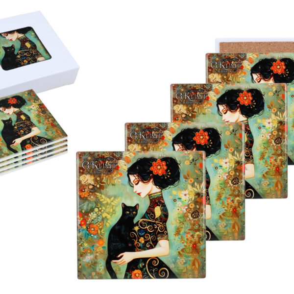 Kpl. 4 Podkładek ceramicznych - Inspirowane malarstwem G. Klimt (CARMANI)