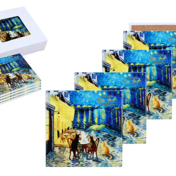 Kpl. 4 Podkładek ceramicznych - Inspirowane malarstwem V. van Gogh (CARMANI)