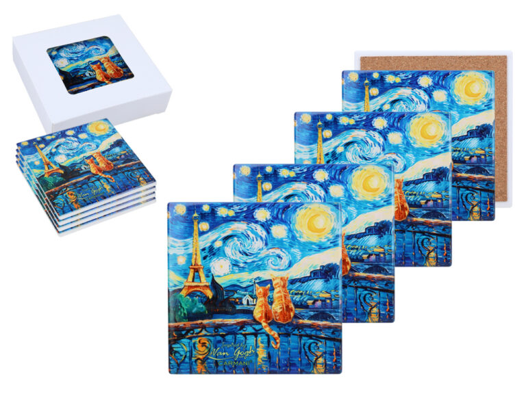 Kpl. 4 Podkładek ceramicznych - Inspirowane malarstwem V. van Gogh (CARMANI)