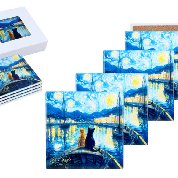 Kpl. 4 Podkładek ceramicznych - Inspirowane malarstwem V. van Gogh (CARMANI)