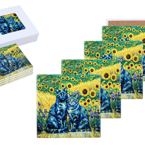Kpl. 4 Podkładek ceramicznych - Inspirowane malarstwem V. van Gogh (CARMANI)