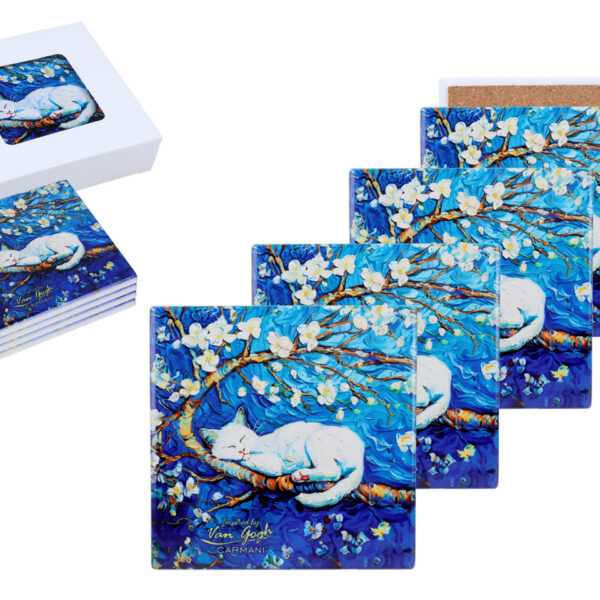 Kpl. 4 Podkładek ceramicznych - Inspirowane malarstwem V. van Gogh (CARMANI)