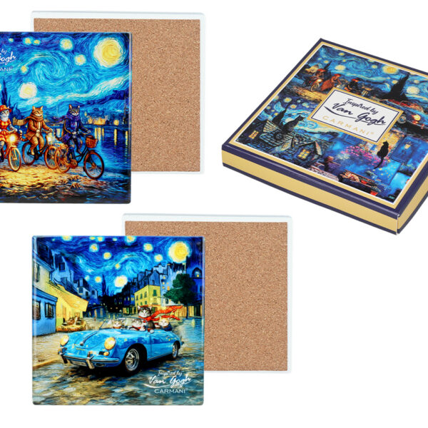 Kpl. 2 Podkładek ceramicznych - Inspirowane malarstwem V. van Gogh (mix 2 wzorów)(CARMANI)