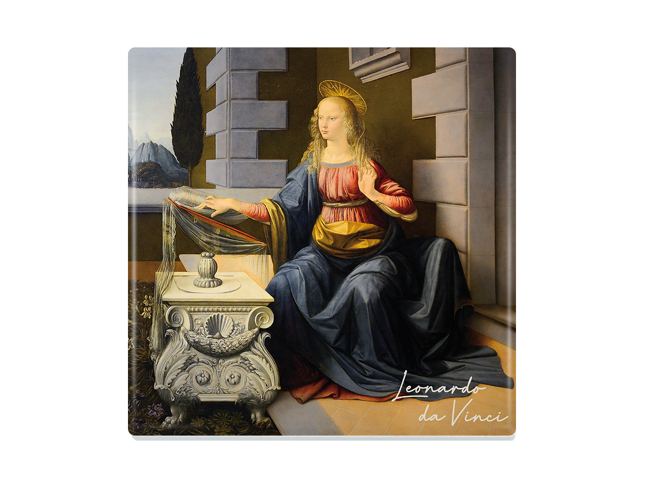 Podkładka ceramiczna, kwadratowaa - L. da Vinci, Zwiastowanie (CARMANI) - obrazek 2