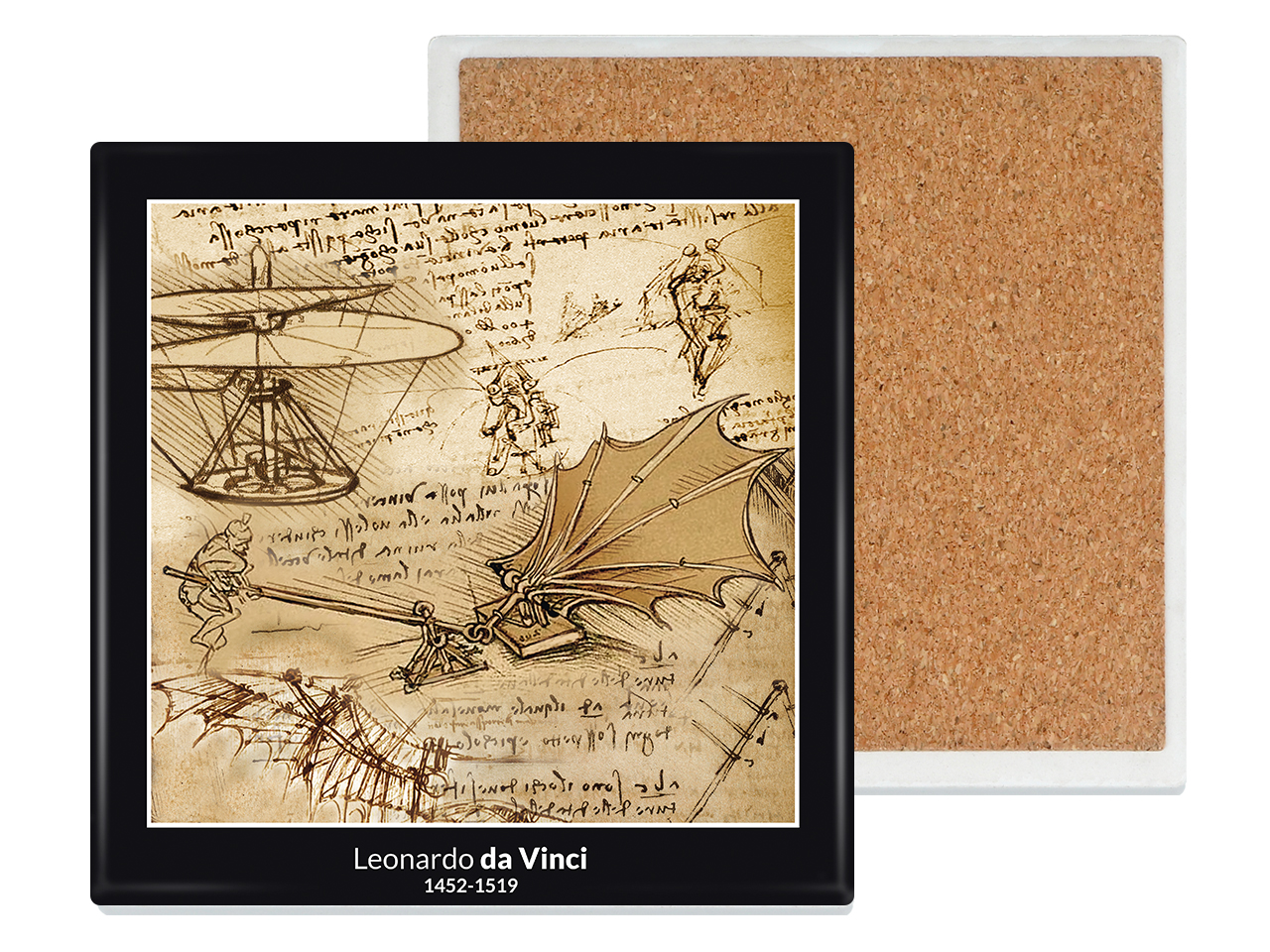 Podkładka ceramiczna, kwadratowaa - L. da Vinci, Maszyny latające (CARMANI)