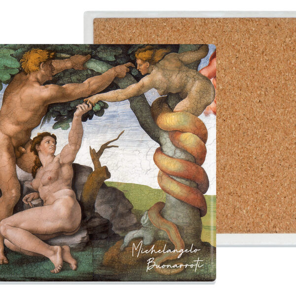 Podkładka ceramiczna, kwadratowaa - M. Anioł, Wygnanie z Raju (CARMANI)
