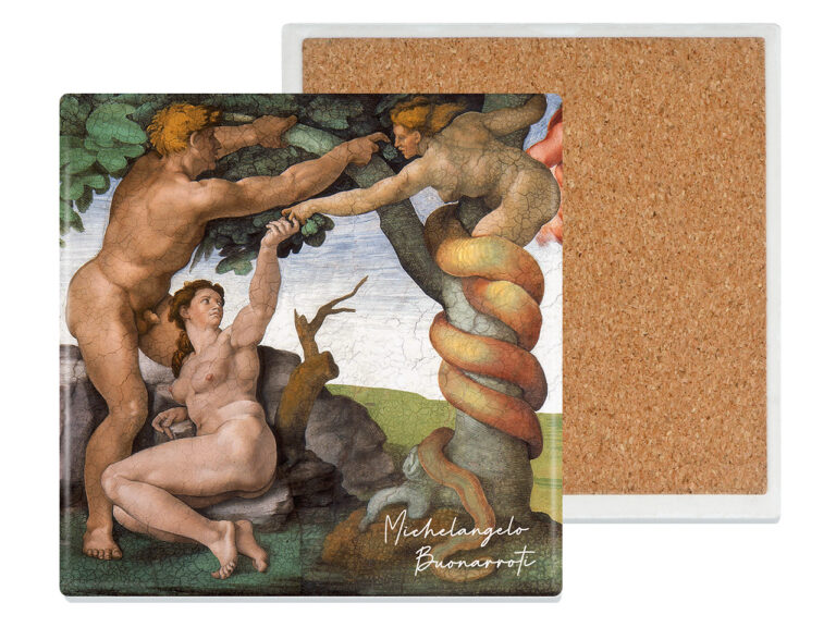 Podkładka ceramiczna, kwadratowaa - M. Anioł, Wygnanie z Raju (CARMANI)