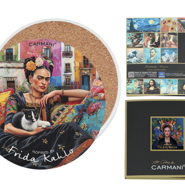 Podkładka ceramiczna, okrągła - Inspirowane malarstwem F. Kahlo (CARMANI)