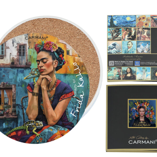 Podkładka ceramiczna, okrągła - Inspirowane malarstwem F. Kahlo (CARMANI)