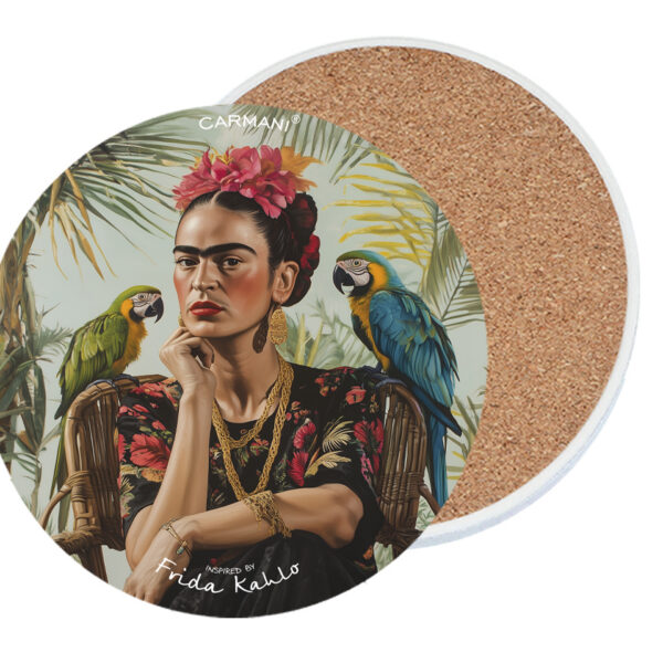 Podkładka ceramiczna, okrągła (duża) - Inspirowane malarstwem F. Kahlo (CARMANI)