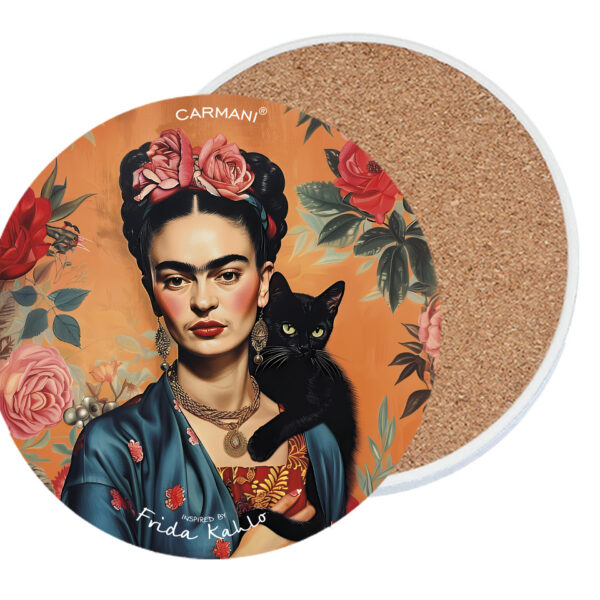 Podkładka ceramiczna, okrągła (duża) - Inspirowane malarstwem F. Kahlo (CARMANI)