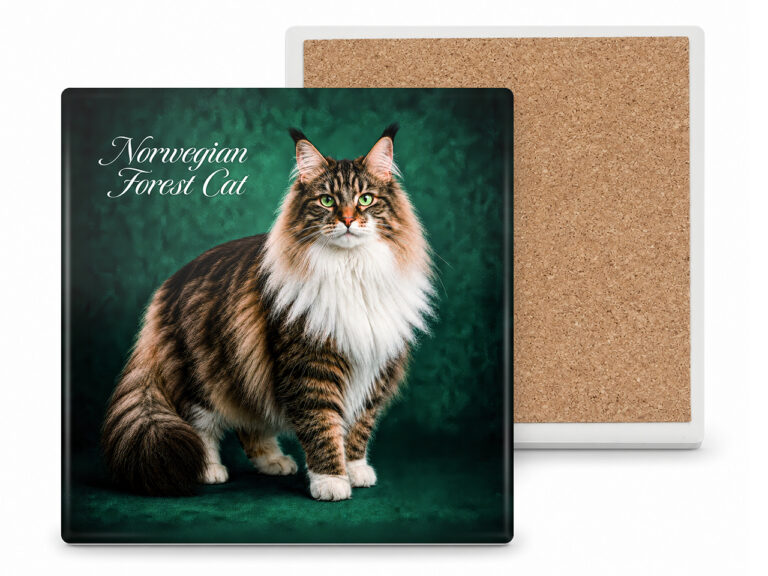 Podkładka ceramiczna, kwadratowa - Koty Norwegian Forest Cat (CARMANI)