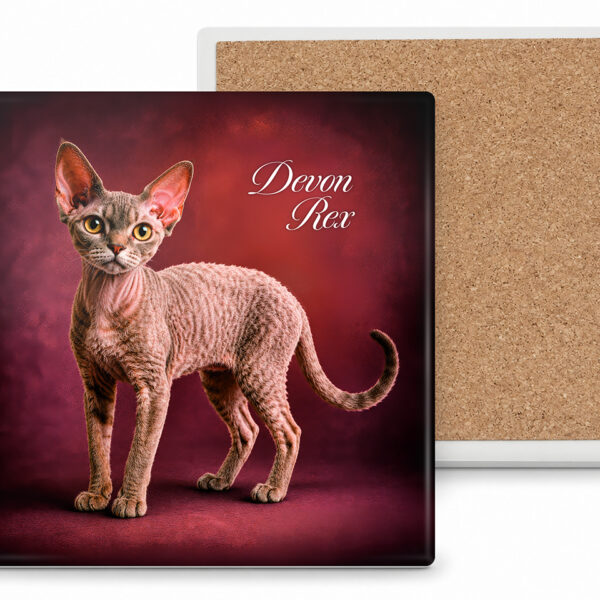 Podkładka ceramiczna, kwadratowa - Koty Devon Rex (CARMANI)