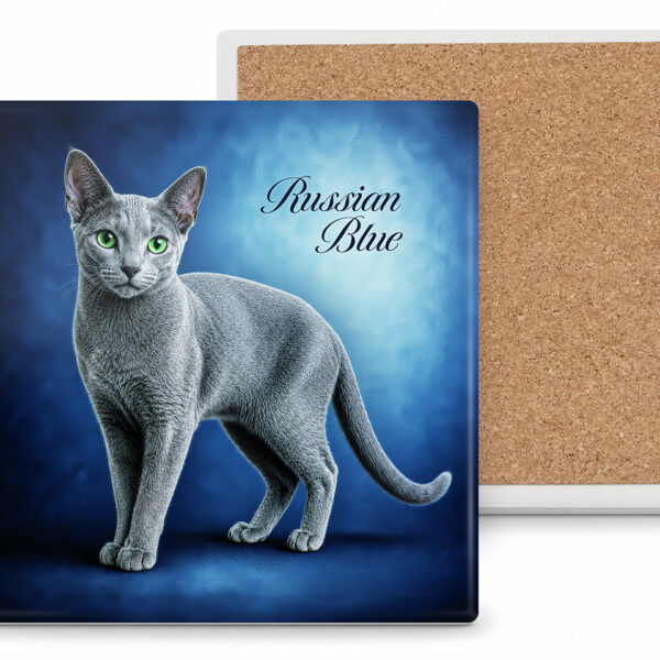 Podkładka ceramiczna, kwadratowa - Koty Russian Blue (CARMANI)