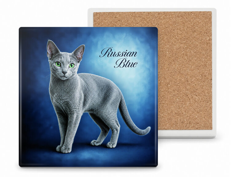 Podkładka ceramiczna, kwadratowa - Koty Russian Blue (CARMANI)