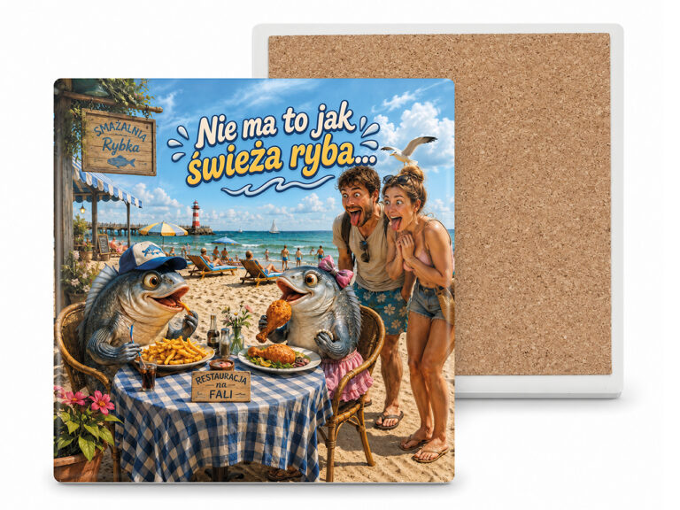 Podkładka ceramiczna, kwadratowa - Bałtyk na wesoło (CARMANI)