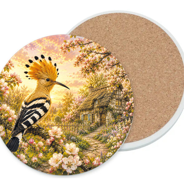 Podkładka ceramiczna, okrągła - Ptaki, Dudek (CARMANI)
