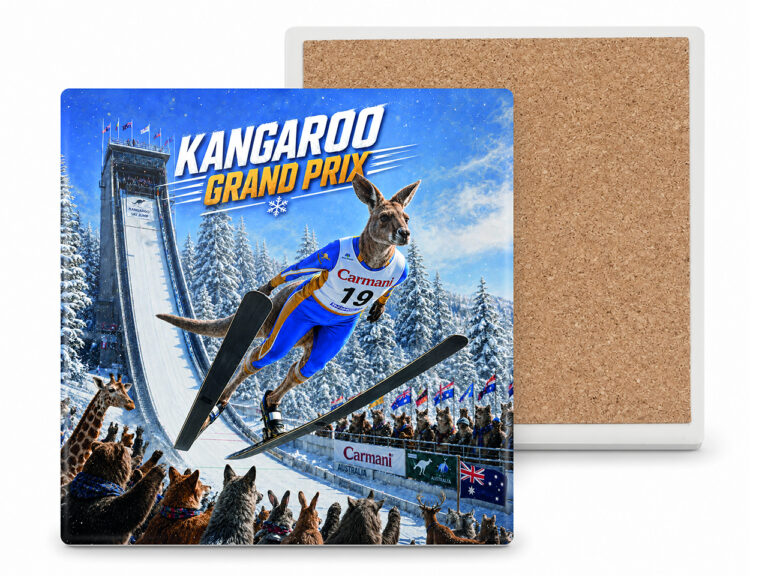 Sportowe zwierzaki - Skoki narciarskie Kangur podkładka ceram/korkowa (CARMANI)