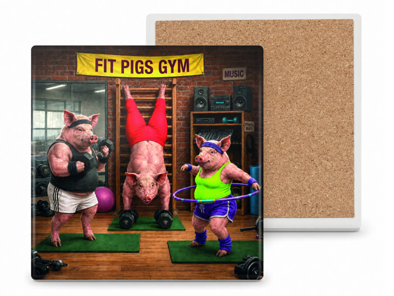 Sportowe zwierzaki - Siłownia czy Fitness podkładka ceram/korkowa (CARMANI)