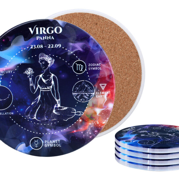 Kpl. 4 podkładek ceramicznych, okrągłe - Znaki zodiaku, Panna (CARMANI)