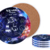 Kpl. 4 podkładek ceramicznych, okrągłe - Znaki zodiaku, Wodnik (CARMANI)
