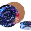 Kpl. 4 podkładek ceramicznych, okrągłe - Znaki zodiaku, Ryby (CARMANI)