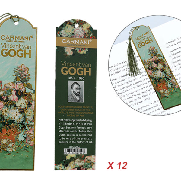 Kpl. 12 zakładek do książki - V. van Gogh, Róże w wazonie (CARMANI)