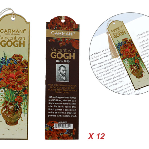 Kpl. 12 zakładek do książki - V. van Gogh, Maki w wazonie (CARMANI)