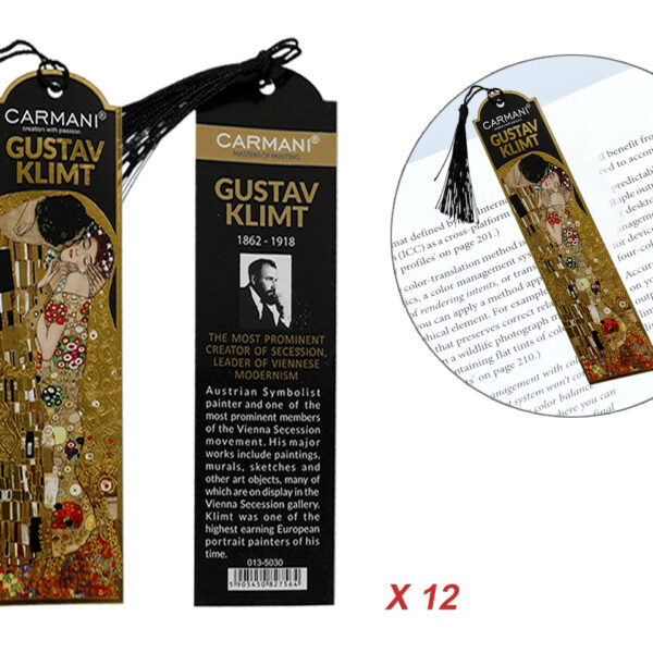 Kpl. 12 zakładek do książki - G. Klimt, Pocałunek (CARMANI)