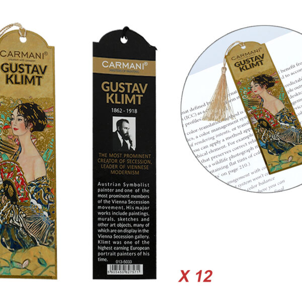 Kpl. 12 zakładek do książki - G. Klimt, Kobieta z wachlarzem (CARMANI)