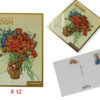 Kpl. 12 pocztówek - V. van Gogh, Maki w wazonie (CARMANI)