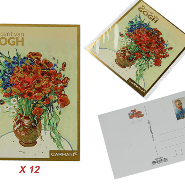 Kpl. 12 pocztówek - V. van Gogh, Maki w wazonie (CARMANI)