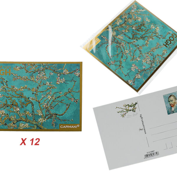 Kpl. 12 pocztówek - V. van Gogh, Kwitnący Migdałowiec (CARMANI)