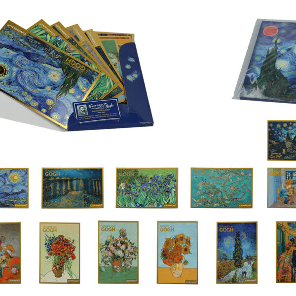 Kpl. 12 pocztówek w ozdobnej teczce - V. van Gogh, mix wzorów (CARMANI)